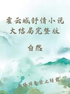 霍云城舒情小說大結(jié)局完整版